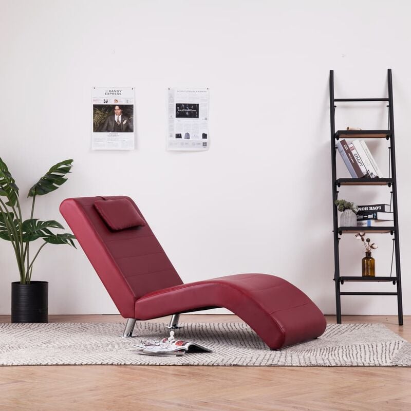 

Diván con almohada de cuero sintético color vino tinto