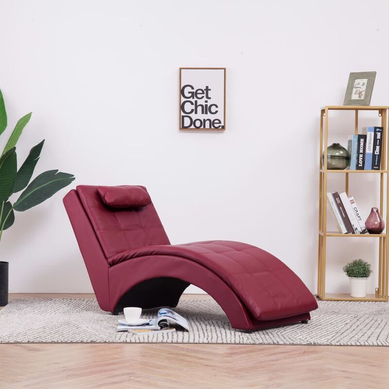 

Diván con almohada de cuero sintético color vino tinto