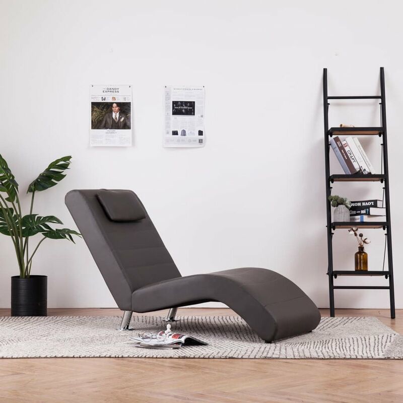 

Happyshopping - Divan con almohada de cuero sintetico gris