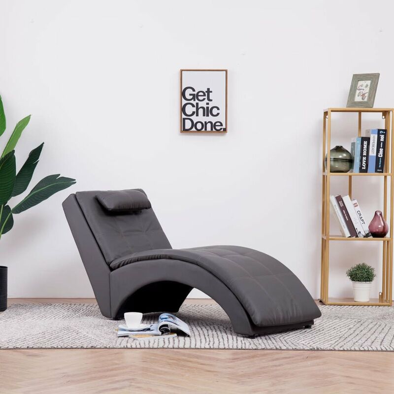 

Divan con almohada de cuero sintetico gris