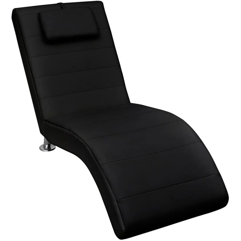 

Diván con almohada de cuero sintético negro