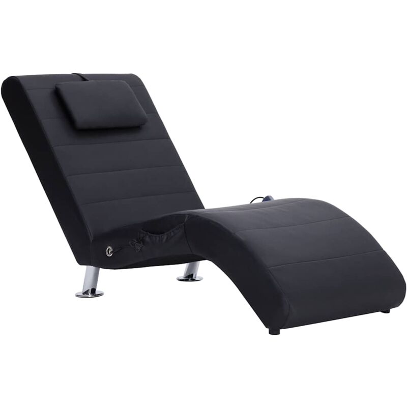 

Diván de Masaje con Almohada de Cuero Sintético Negro - Negro - Vidaxl