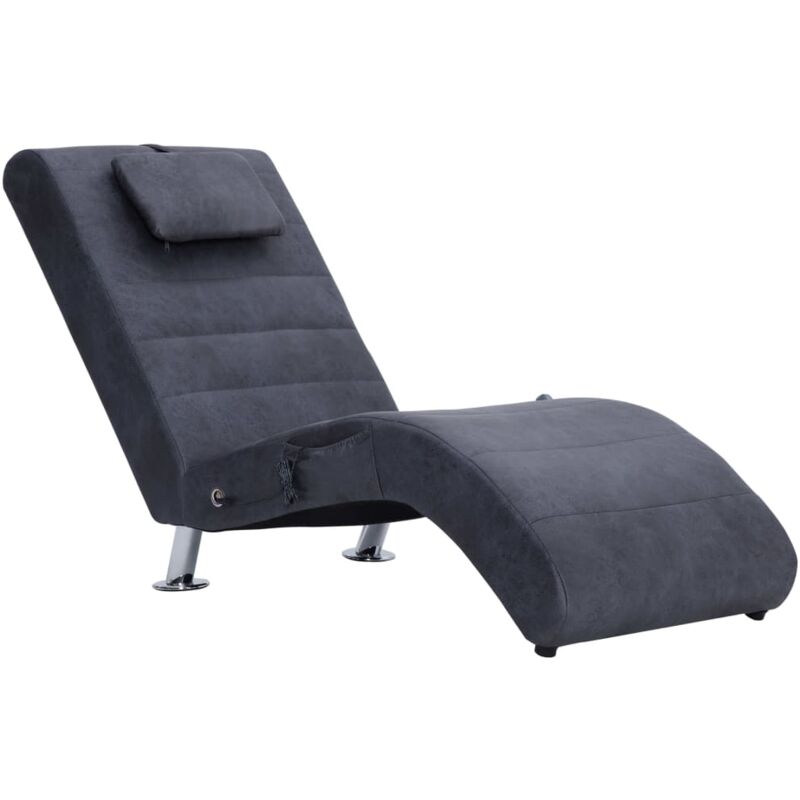 

vidaXL Diván de Masaje con Almohada de Piel de Ante Artificial Gris - Gris