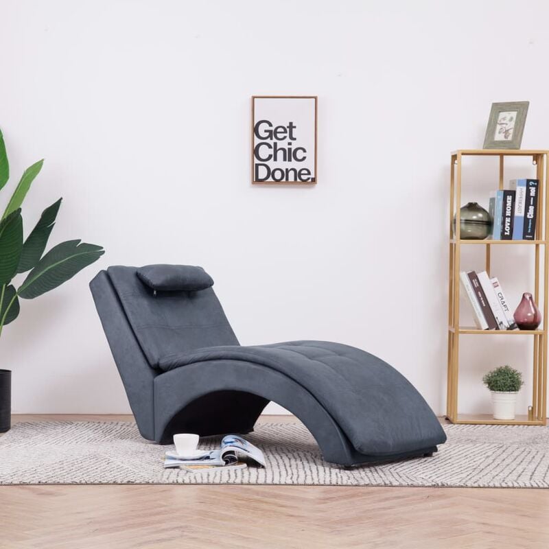 

Diván con almohada de piel de ante artificial gris