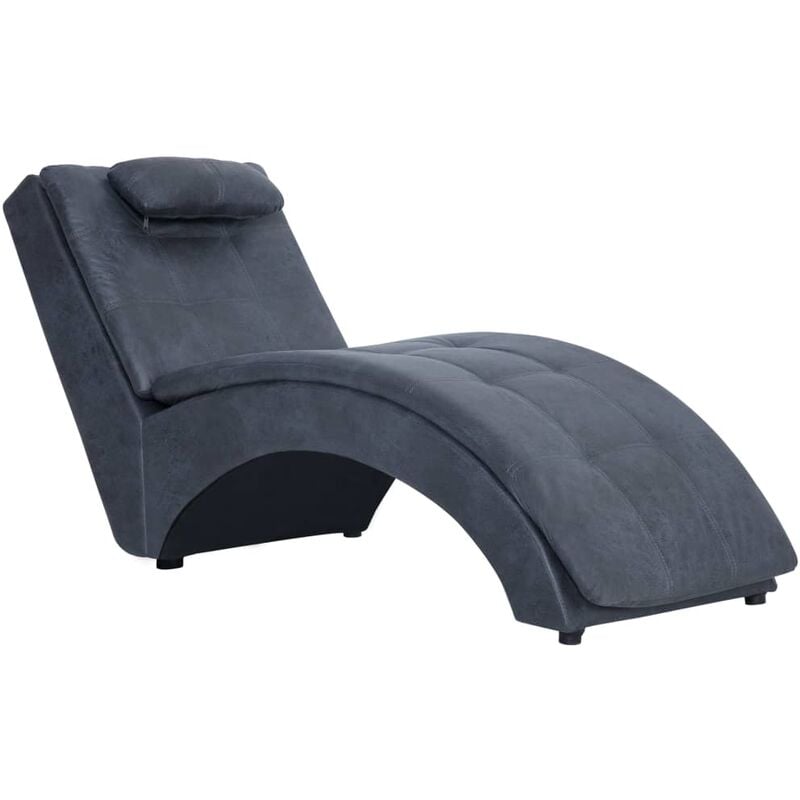 

vidaXL Diván con Almohada de Piel de Ante Artificial Gris - Gris