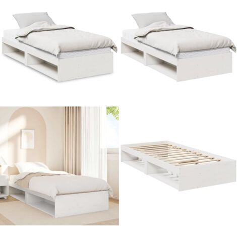 Diván con colchón blanco 100x200 cm madera maciza de pino - Cama de madera - Colchón de espuma