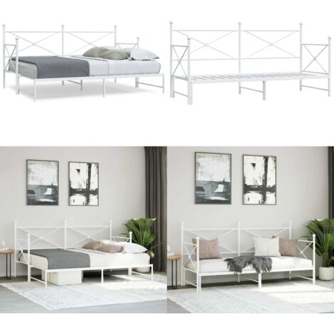 Diván con nido sin colchón blanco 90x190 cm acero - Cama nido - Colchón