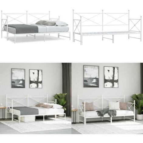 Diván con nido sin colchón blanco 90x200 cm acero - Cama nido - Colchón