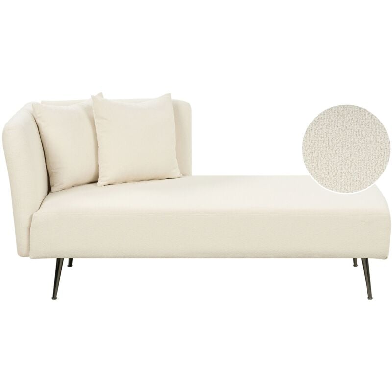 Beliani - Divan Côté Gauche en Polyester Blanc Bois d'Eucalyptus et Métal Rembourré Riom