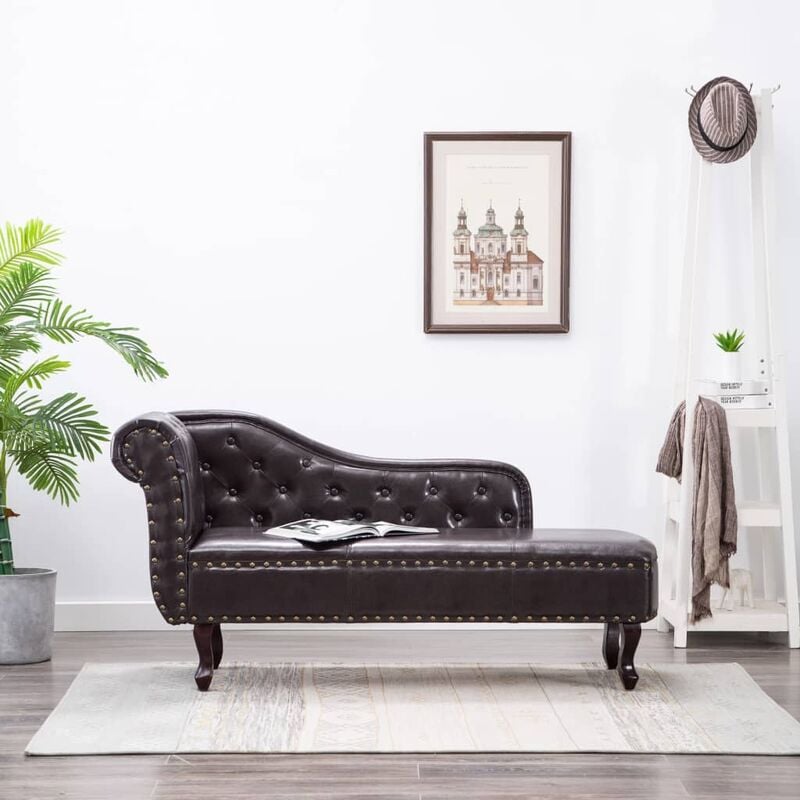 

Diván de cuero sintético marrón oscuro