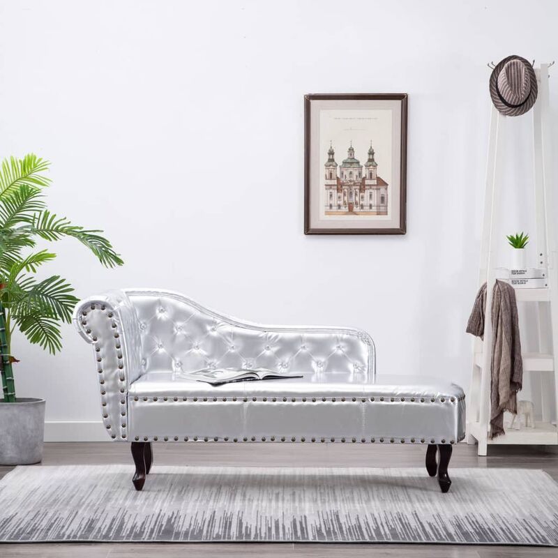 

Divan de cuero sintetico plateado