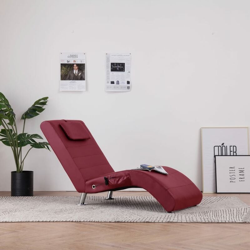 

Diván de masaje con almohada de cuero sintético color vino tinto
