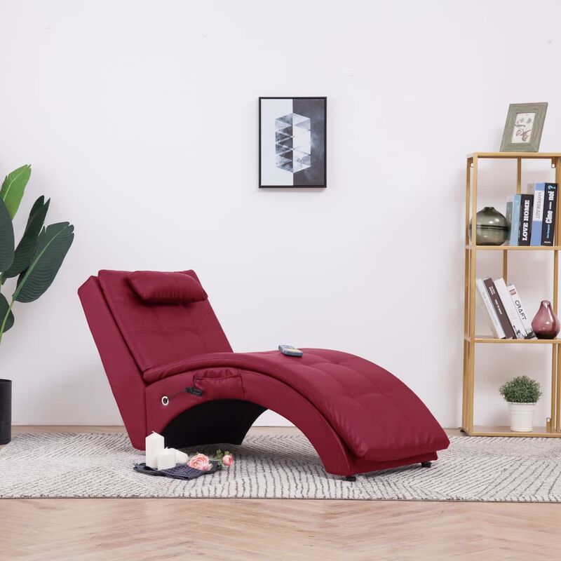 

Diván de masaje con almohada de cuero sintético color vino tinto