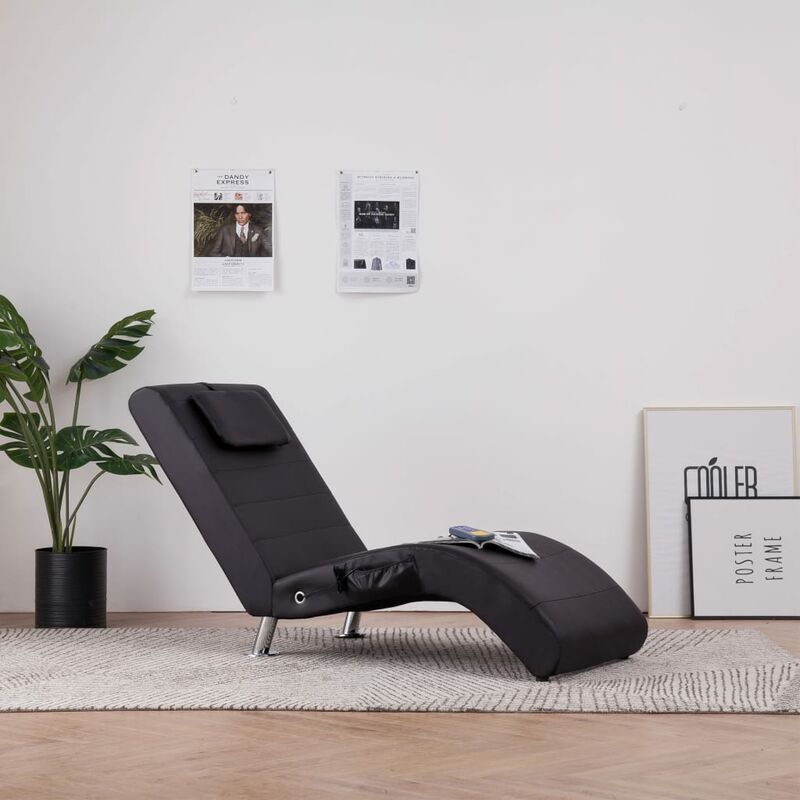 

Diván de masaje con almohada de cuero sintético marrón