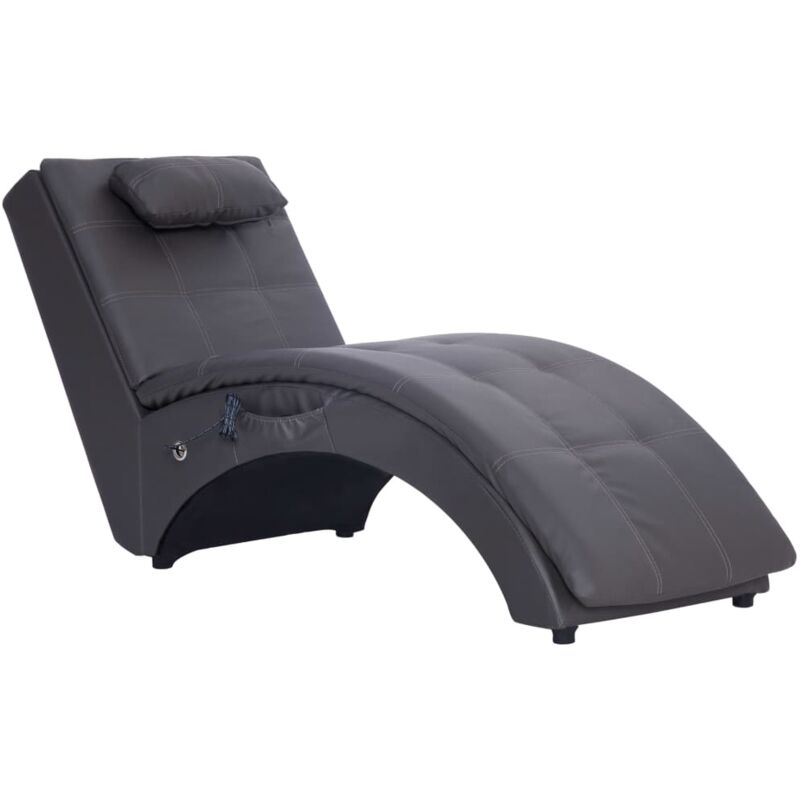 

Diván de Masaje con Almohada de Cuero Sintético Gris - Gris - Vidaxl