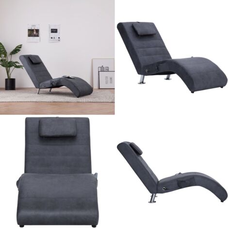 Diván de masaje con almohada de piel de ante artificial gris - Masaje en casa - Calentamiento en casa