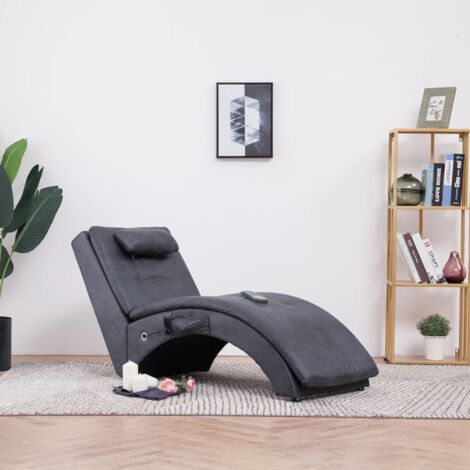 Diván de masaje con almohada de piel de ante artificial gris vidaXL