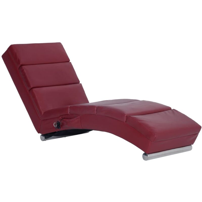 

vidaXL Diván de masaje de cuero sintético color vino tinto - Rojo