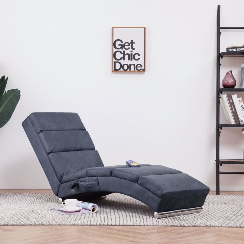 

Diván de masaje de piel de ante artificial gris
