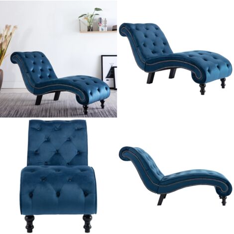 Diván de terciopelo azul - Diván de terciopelo - Sofá ergonómico