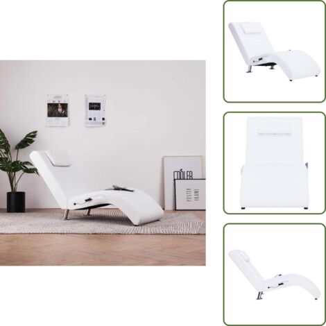 Diván ergonómico - vidaXL Diván de masaje con almohada de cuero sintético blanco - Chaise longue con masaje
