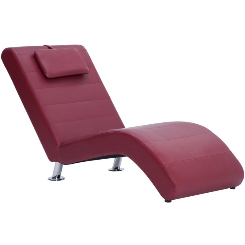 

vidaXL Diván con Almohada de Cuero Sintético Vino Tinto - Rojo