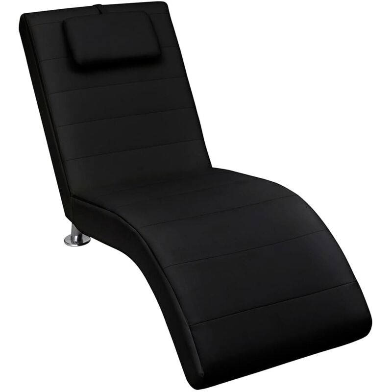 

vidaXL Diván con Almohada de Cuero Sintético Negro - Negro