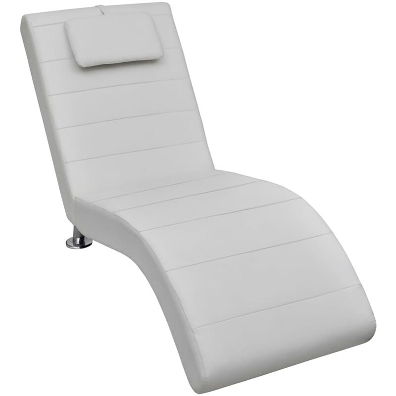 

vidaXL Diván con Almohada de Cuero Sintético Blanco - Blanco