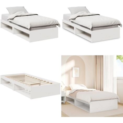 Diván sin colchón blanco 100x200 cm madera maciza de pino - Cama de madera - Sofá cama