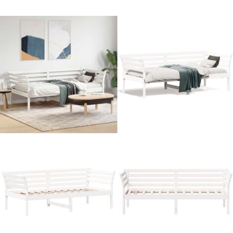 Diván sin colchón blanco 75x190 cm madera maciza de pino - Cama de madera - Sofá de madera