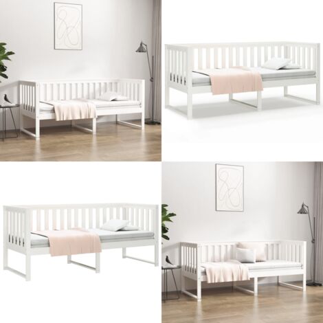 Diván sin colchón blanco 75x190 cm madera maciza de pino - Sofá cama - Sofá cama de pino