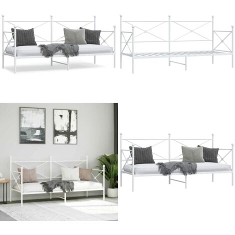 Diván sin colchón blanco 80x200 cm acero - Acero - Cama de invitados