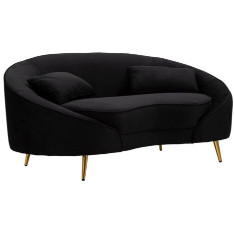 Divanetto 2 Posti con Cuscini Nero cm 148X84X68 - OSLO