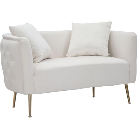 Divanetto "Bucarest" 2 posti in velluto gambe in metallo color oro per interni -Beige