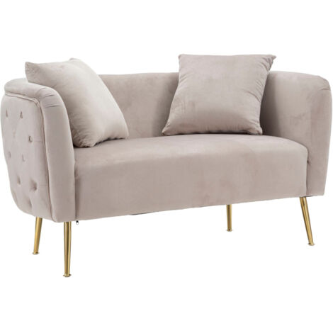 Divanetto Bucarest Grigio 127x74x73 cm Legno e Spugna e Tessuto e Metallo Grigio e Oro