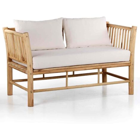 Divanetto da giardino 2 posti in teak con cuscini ecru - Shein
