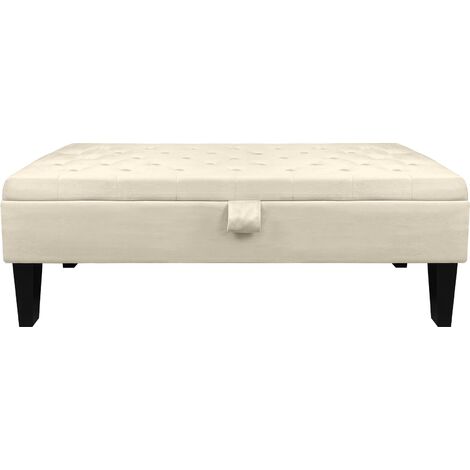 Divanetto In Velluto Panca Contenitore Pouf PortaOggetti Panca Sgabello A Pie Di Letto Cassapanca Ingresso Legno Massello Panchina Crema
