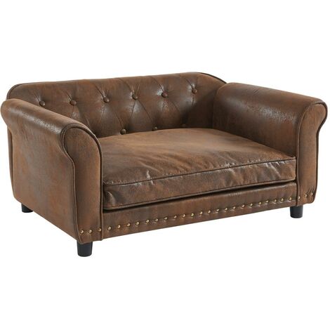 Divanetto per animali L.94 x P. 65 cm in Similpelle Marrone Vintage - GALIAMA - Marrone