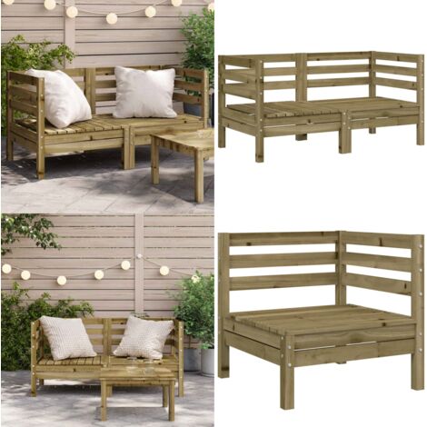 Divani Angolari da Giardino 2pz in Legno di Pino Impregnato - Divano angolare - Legno impregnato