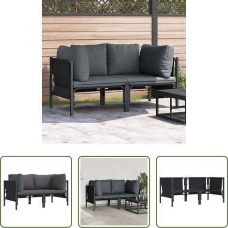 Divani angolari - Mobili da Esterno 2 pcs Antracite 80 x 80 x 71 cm Acciaio