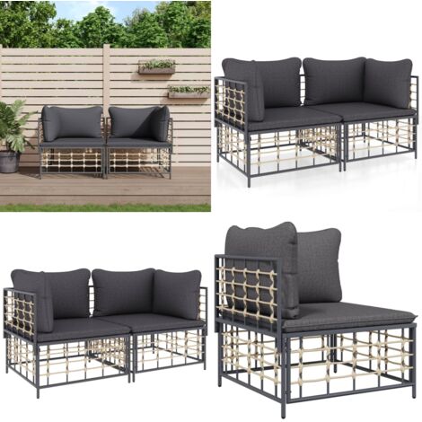 Divani Angolari Modulari con Cuscini 2 pz in Polyrattan - Divano da giardino - Polyrattan