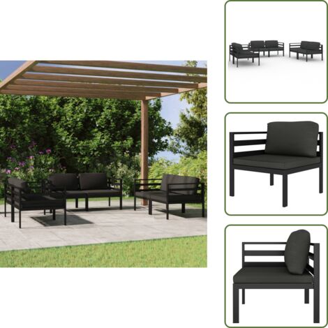 Divani angolari - vidaXL Set Divani da Giardino 6 pz con Cuscini in Alluminio Antracite - Arredamento da esterno