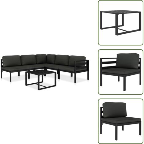 Divani angolari - vidaXL Set Divani da Giardino 6 pz con Cuscini in Alluminio Antracite - Divani centrali
