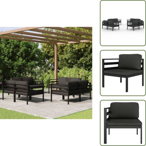 Divani angolari - vidaXL Set Divani da Giardino 8 pz con Cuscini in Alluminio Antracite - Cuscini da giardino