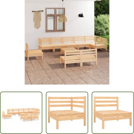 Divani da esterno -  Set Salotto da Giardino 10 pz in Legno Massello di Pino