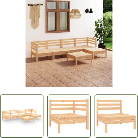 Divani da esterno -  Set Salotto da Giardino 6 pz in Legno Massello di Pino