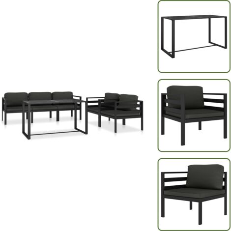 Divani da esterno - vidaXL Set Divani da Giardino 6 pz con Cuscini in Alluminio Antracite - Divano angolare