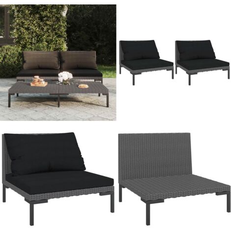 Divani da Giardino 2pz con Cuscini in Polyrattan Mezzo Tondo - Sedute da esterno - Divani in rattan