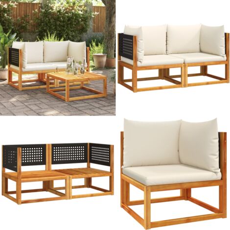 Divani da Giardino Angolari con Cuscini 2 pz in Legno di Acacia e Rattan - Divano da giardino in legno - Cuscini per divano