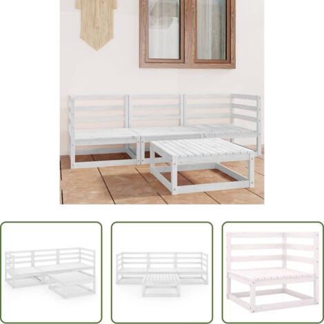 Divani da giardino -  Set Divani da Giardino 4 pz Bianco in Legno Massello di Pino